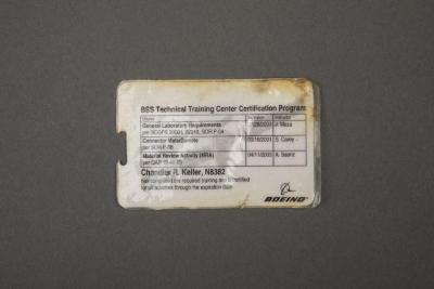 Certification Card, Recovered